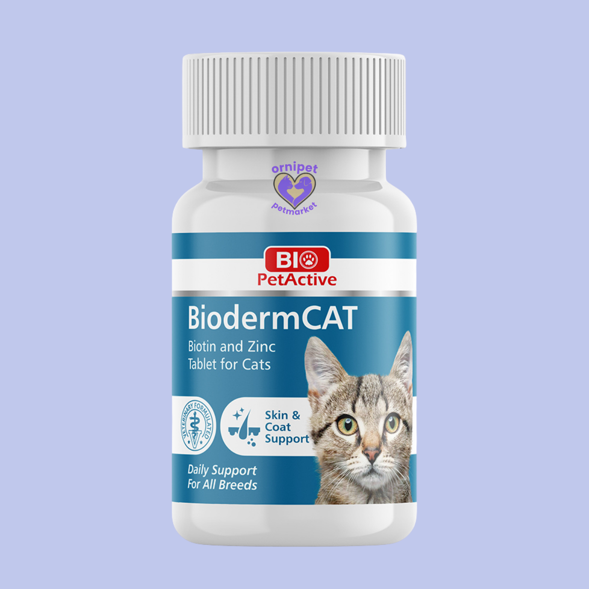 Bio PetActive - Biodermcat Kediler için Çinko ve Biotin Tablet 0,3 Tablet 100'lü 30 Gr